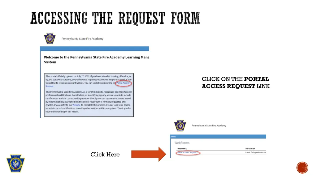 accessing the request form