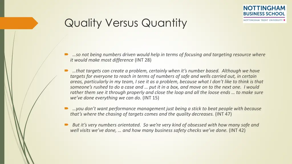 quality versus quantity