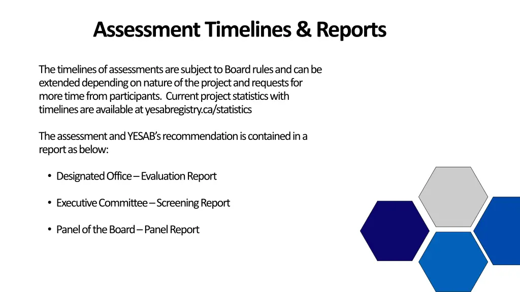 assessment timelines reports