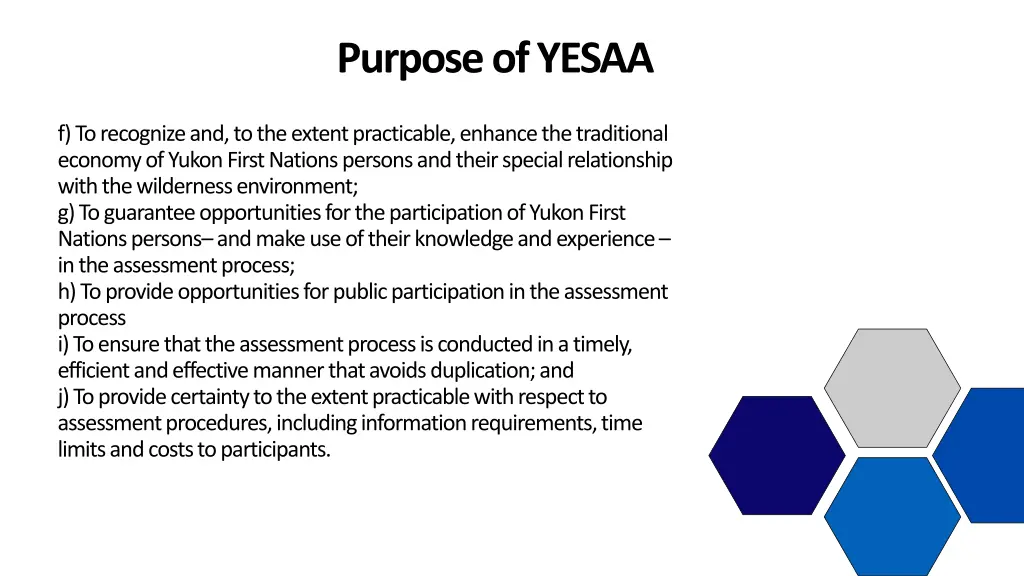 purpose of yesaa 1