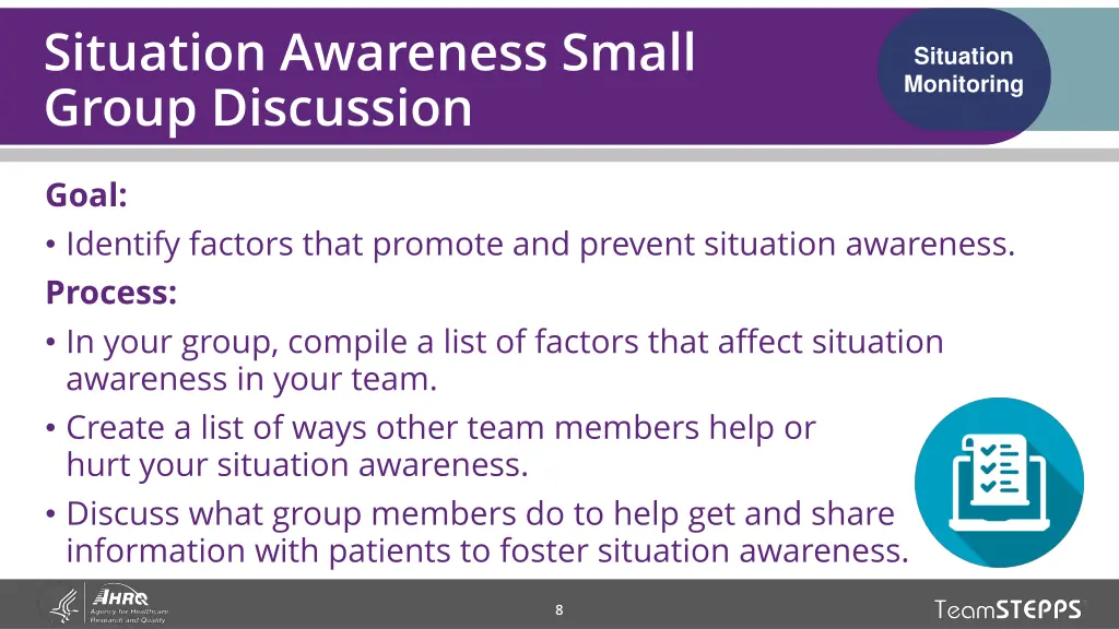 situation awareness small group discussion