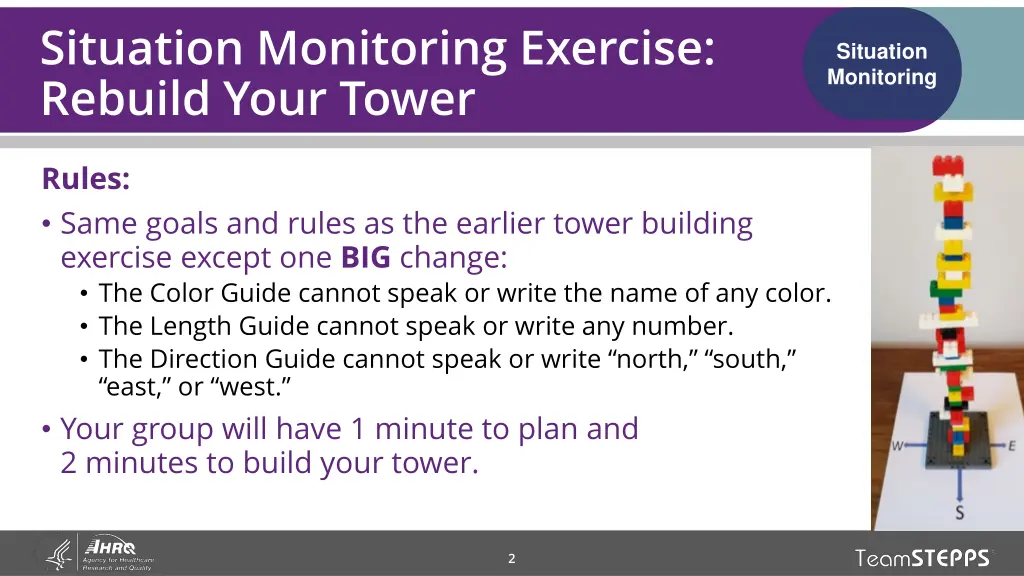 situation monitoring exercise rebuild your tower