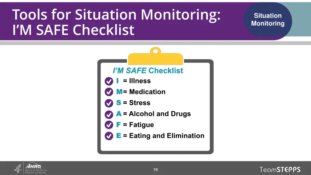 tools for situation monitoring i m safe checklist