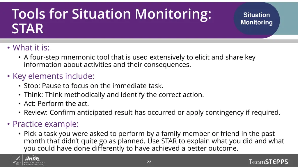 tools for situation monitoring star