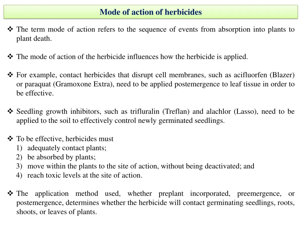 mode of action of herbicides