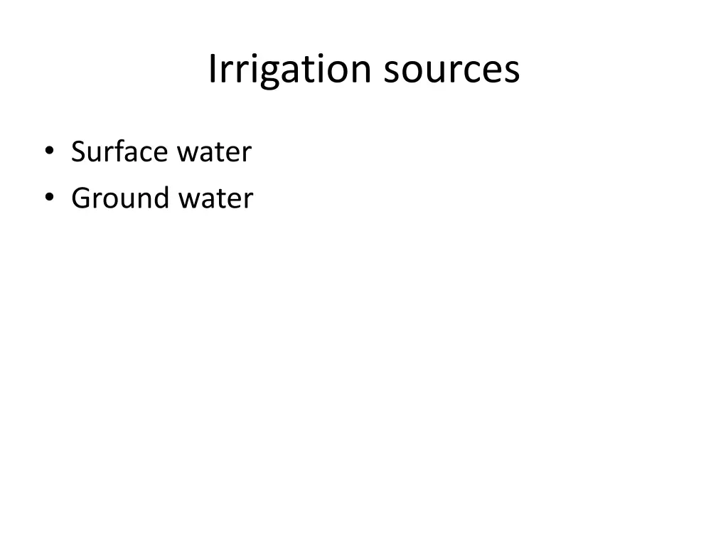 irrigation sources