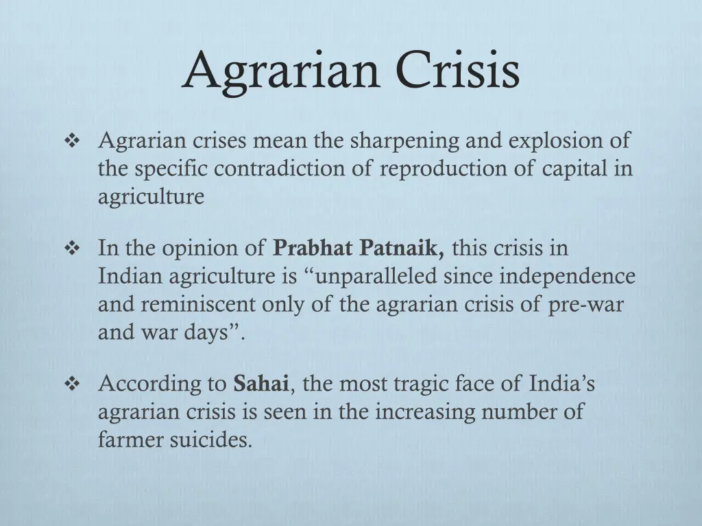 agrarian crisis