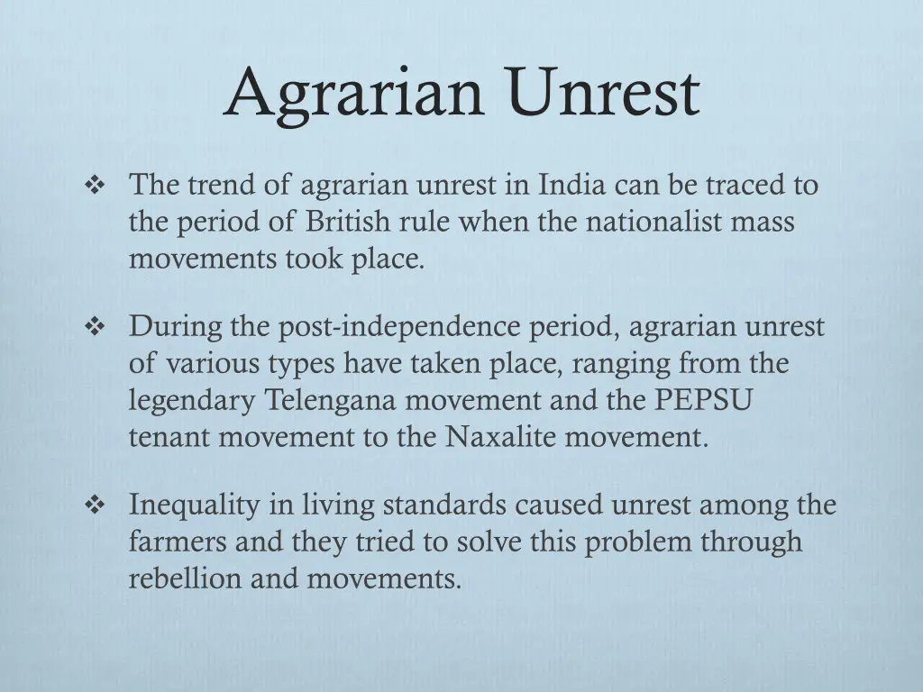 agrarian unrest