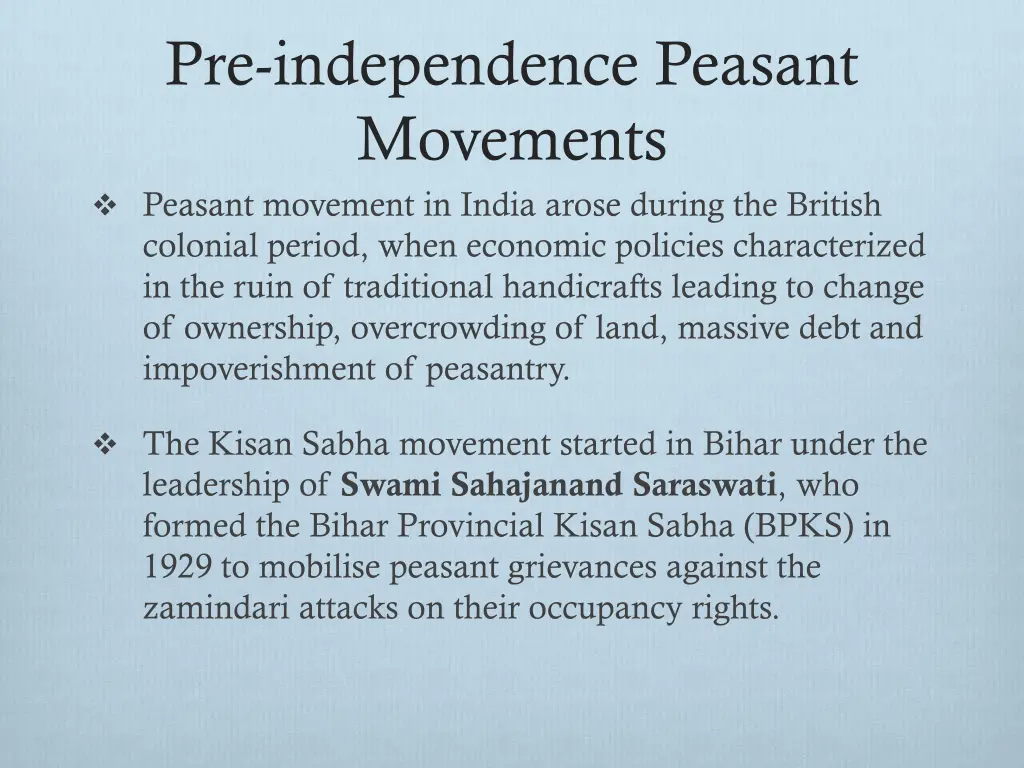 pre independence peasant movements peasant