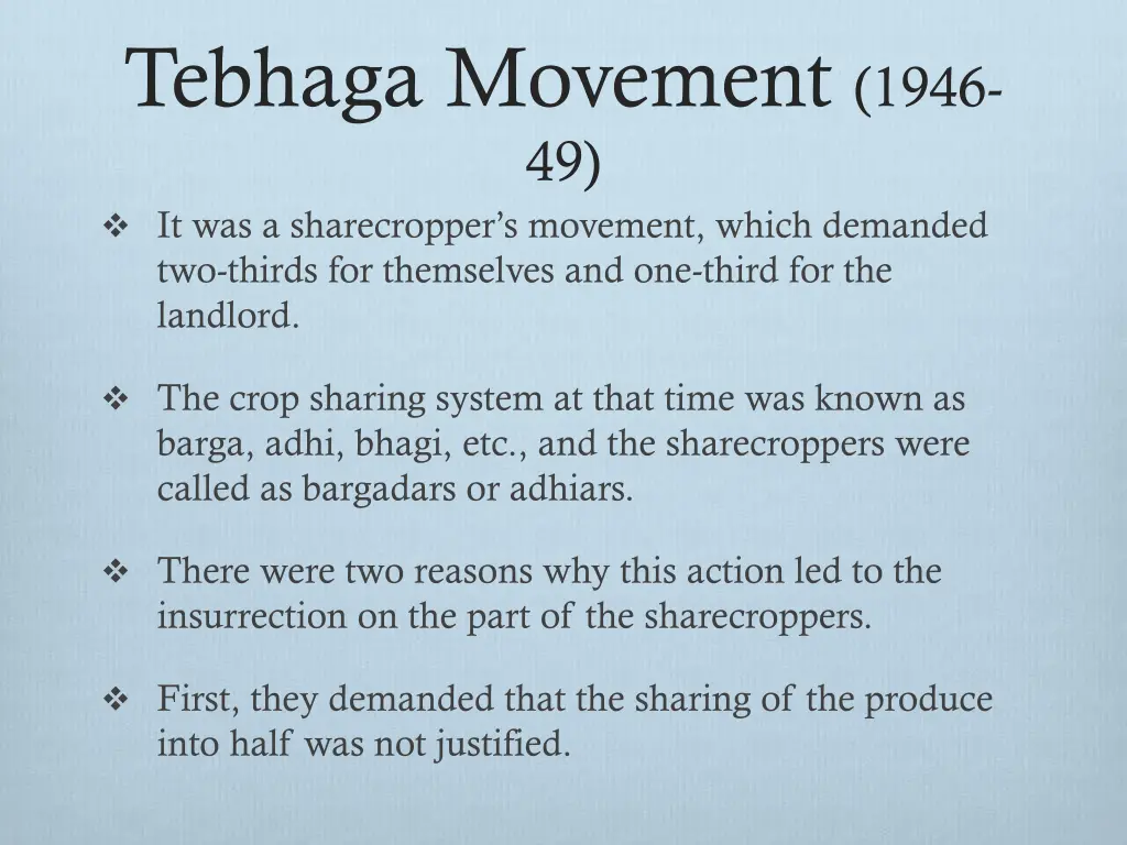 tebhaga movement 1946 49 it was a sharecropper