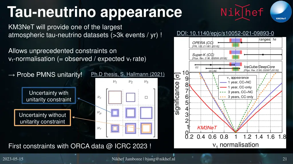 tau neutrino appearance km3net will provide