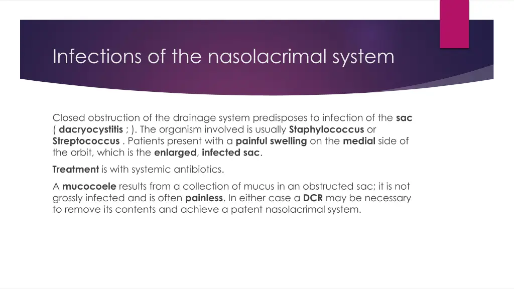 infections of the nasolacrimal system