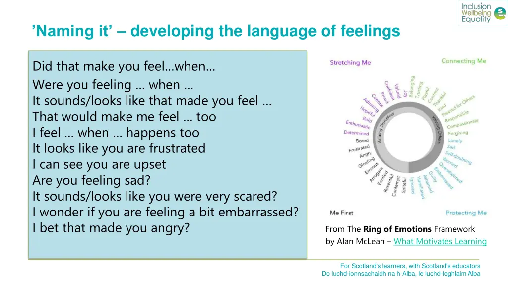 naming it developing the language of feelings