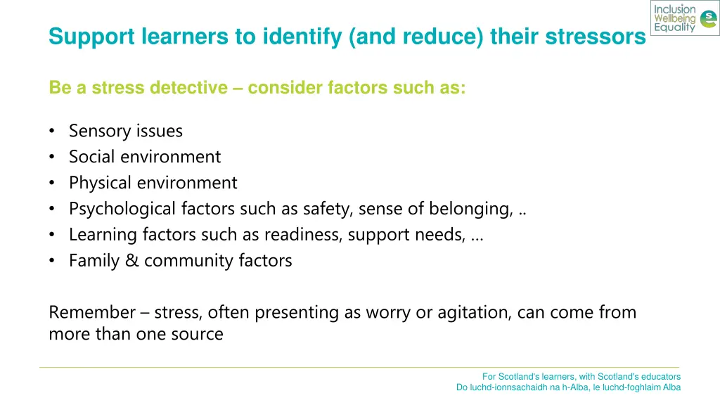 support learners to identify and reduce their