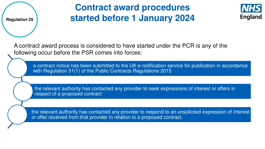 contract award procedures started before 1