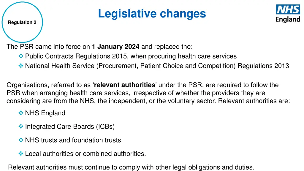 legislative changes