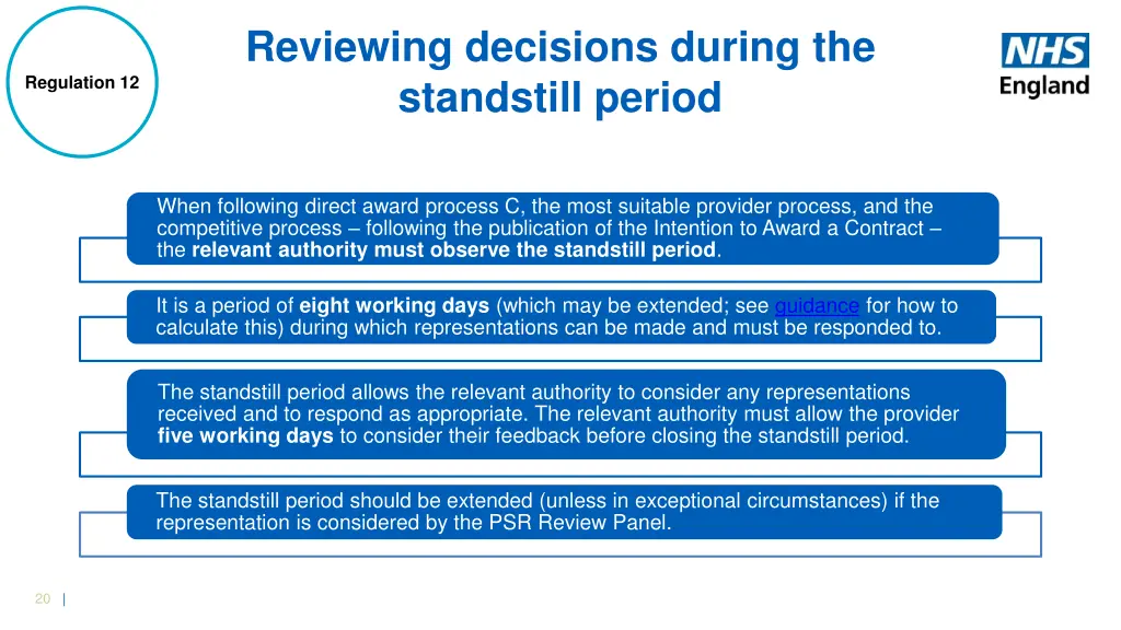 reviewing decisions during the standstill period