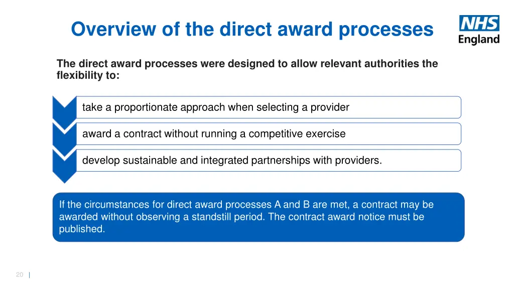 overview of the direct award processes