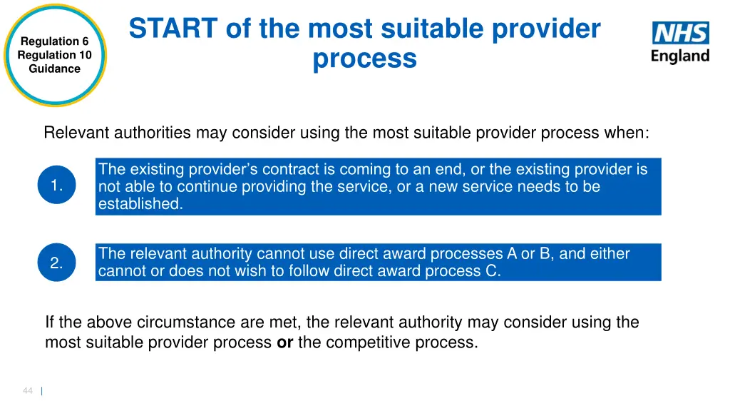 start of the most suitable provider process