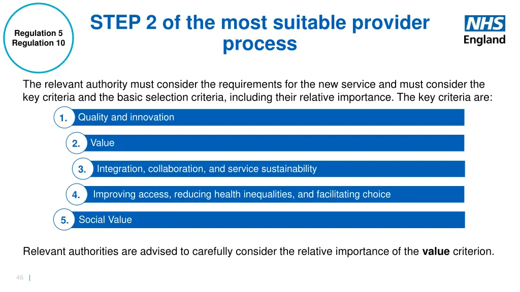 step 2 of the most suitable provider process