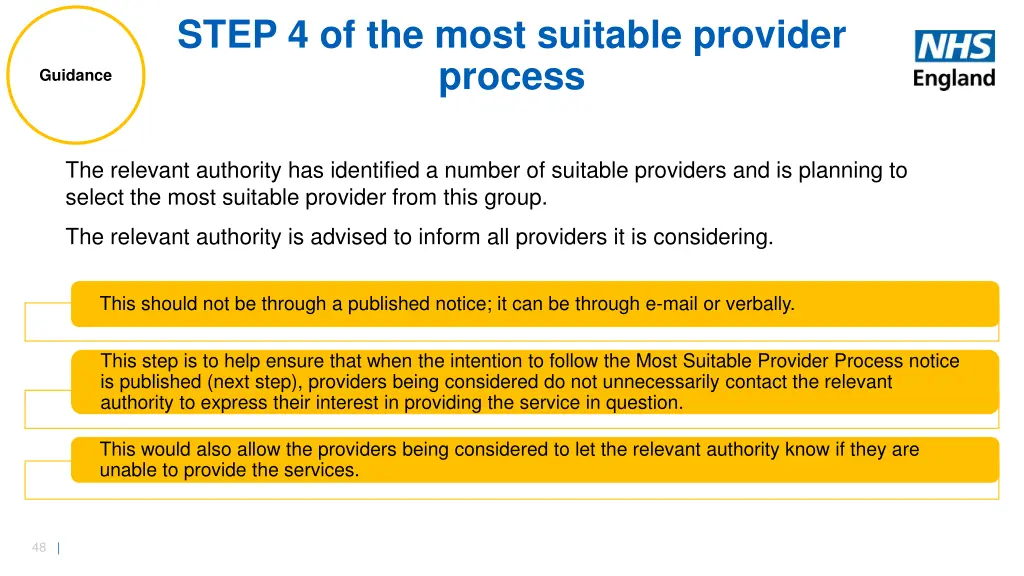 step 4 of the most suitable provider process