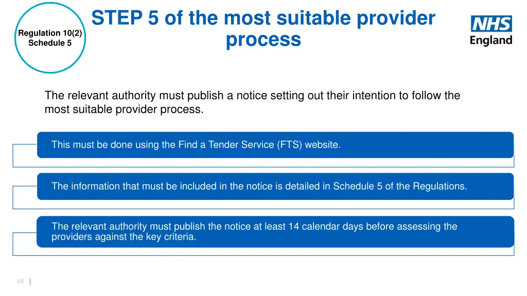 step 5 of the most suitable provider process