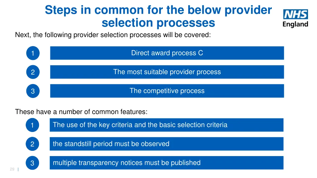 steps in common for the below provider selection