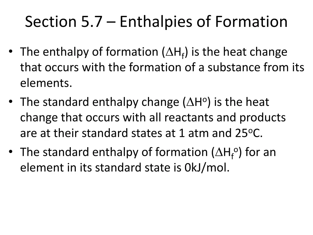 section 5 7 enthalpies of formation
