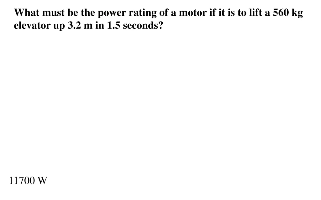 what must be the power rating of a motor
