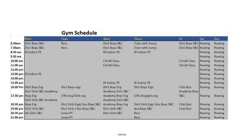 training sample program