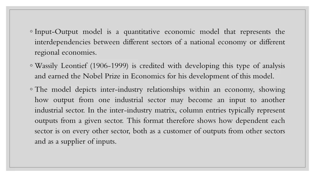 input output model is a quantitative economic