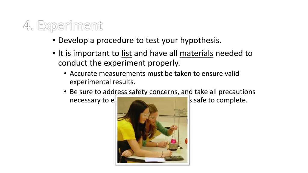 4 experiment develop a procedure to test your