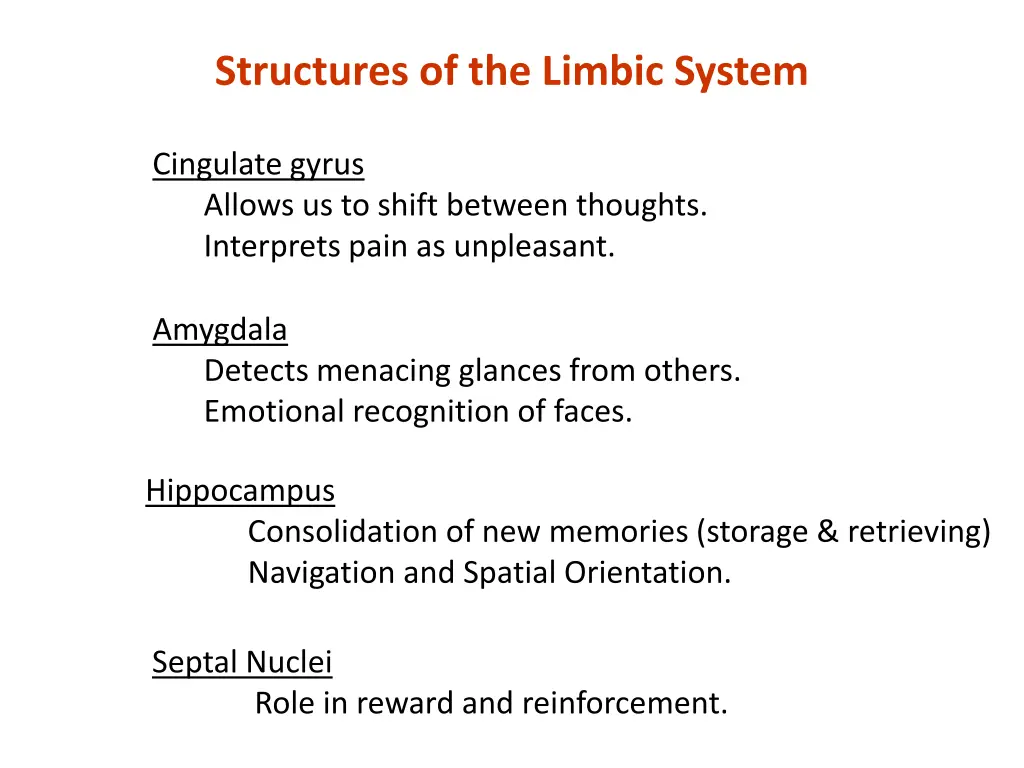 structures of the limbic system