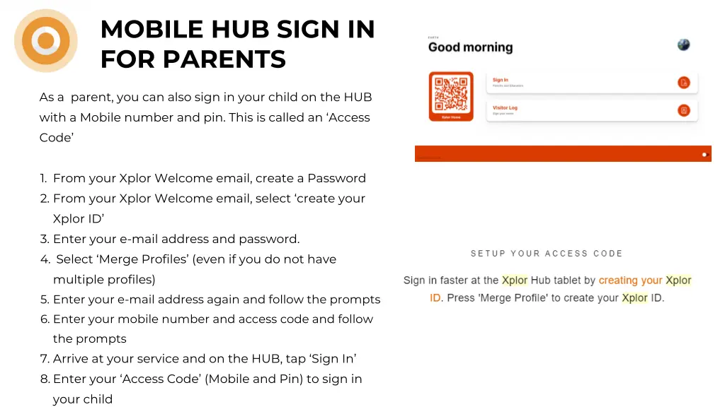 mobile hub sign in for parents