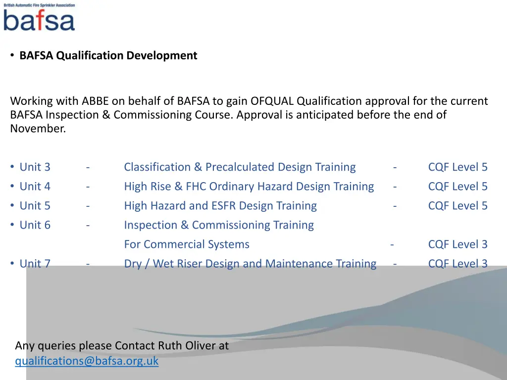 bafsa qualification development