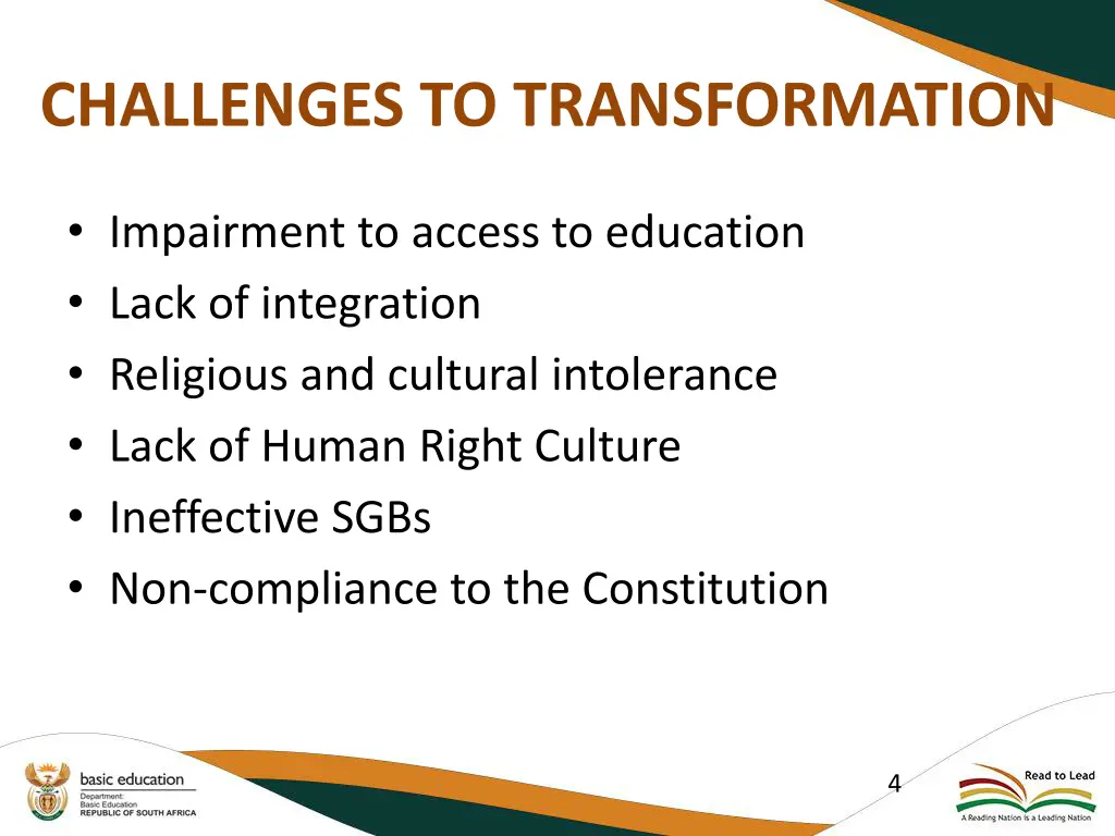 challenges to transformation