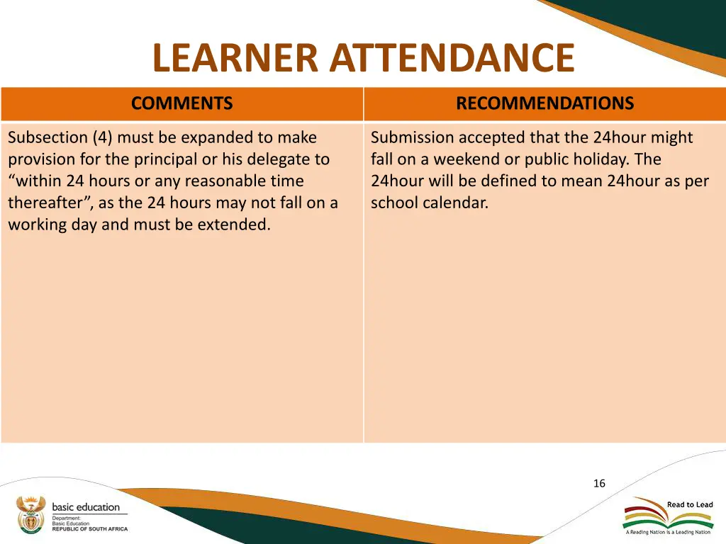 learner attendance