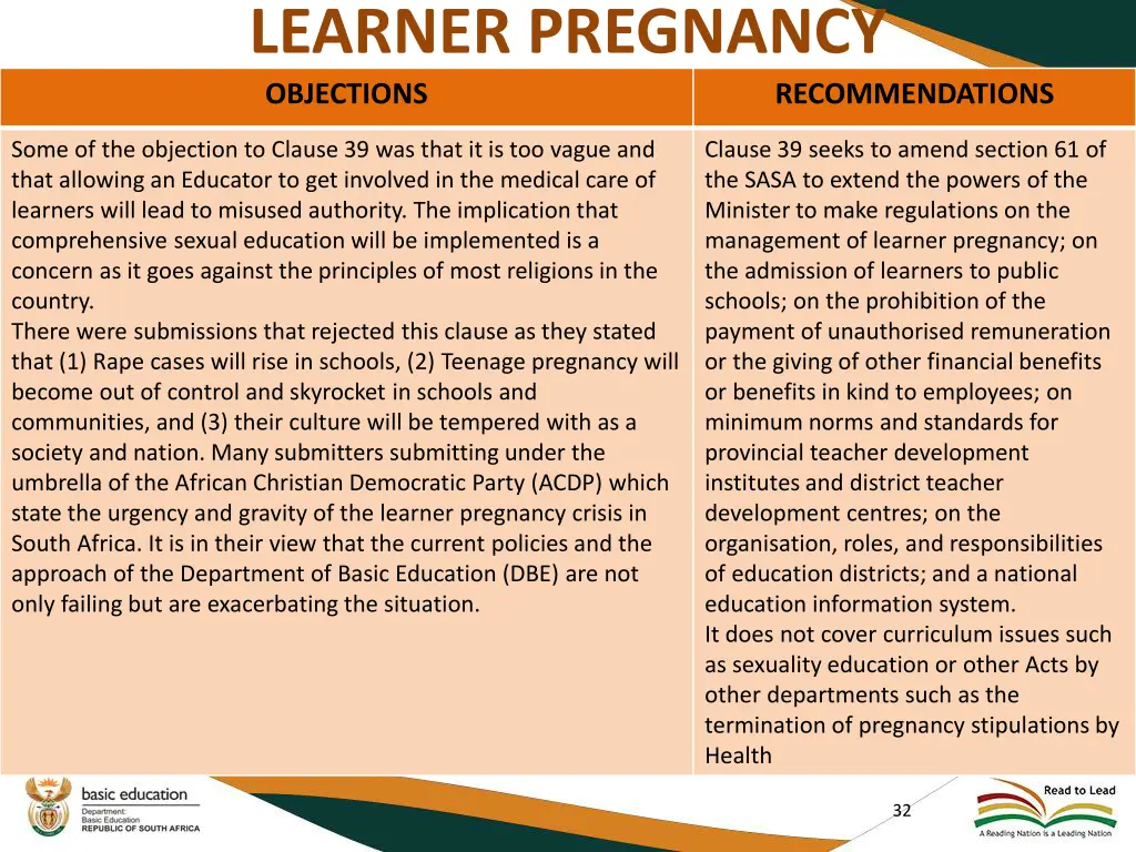 learner pregnancy objections