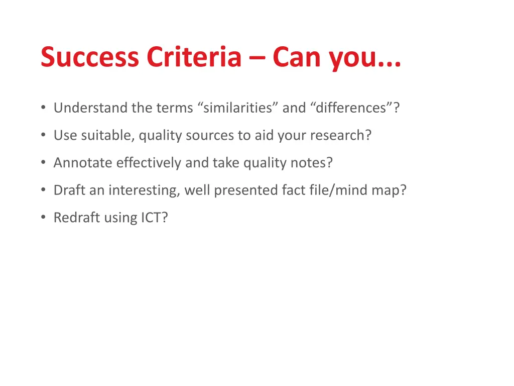 success criteria can you