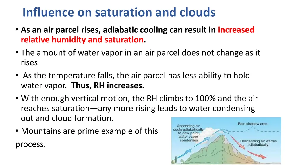 influence on saturation and clouds