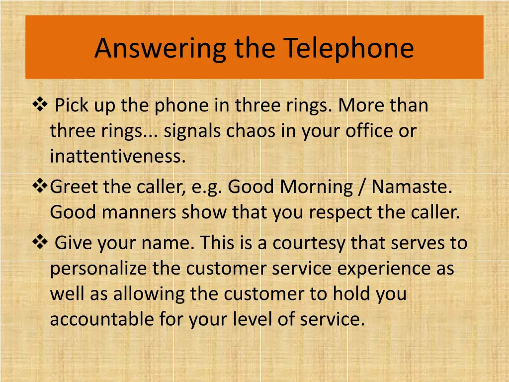 answering the telephone