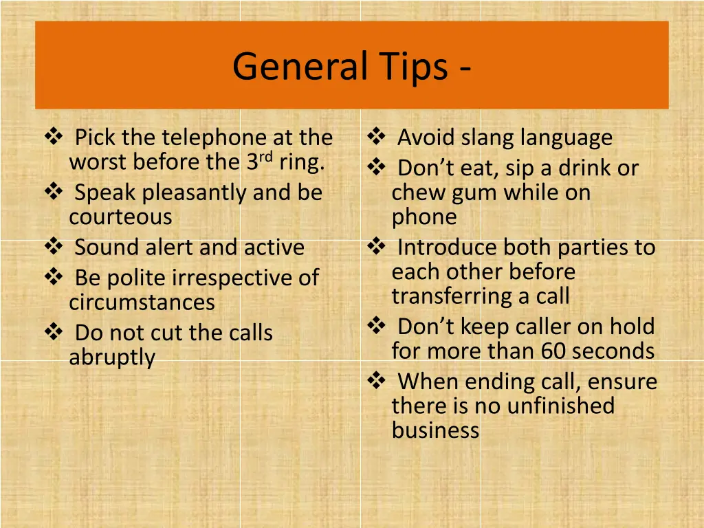 general tips