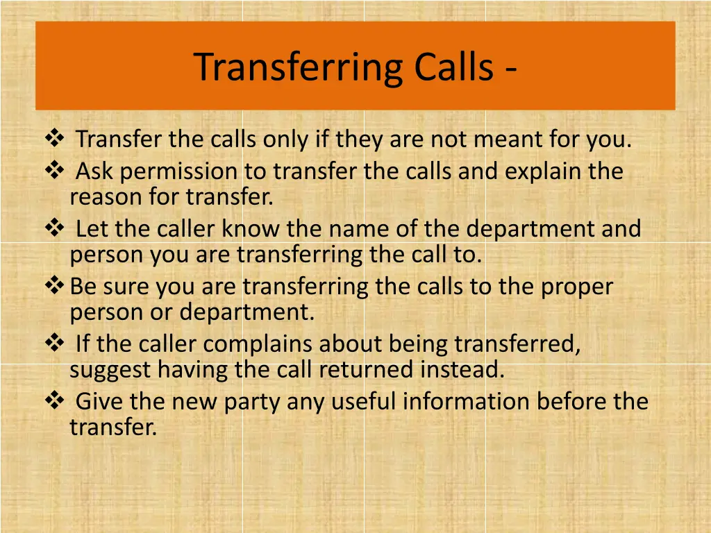 transferring calls