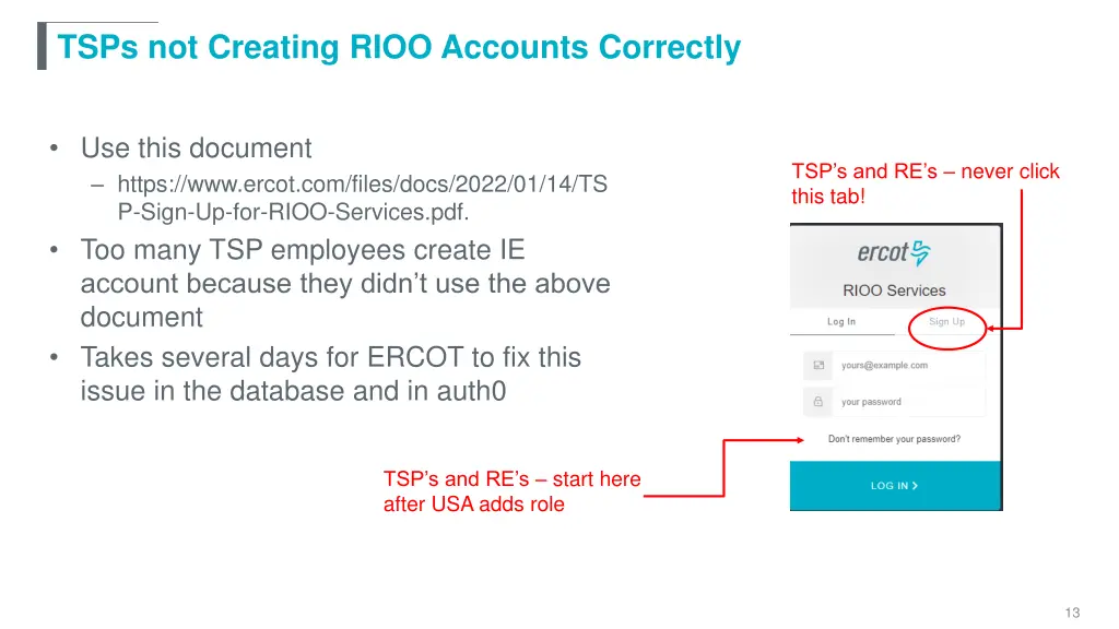 tsps not creating rioo accounts correctly