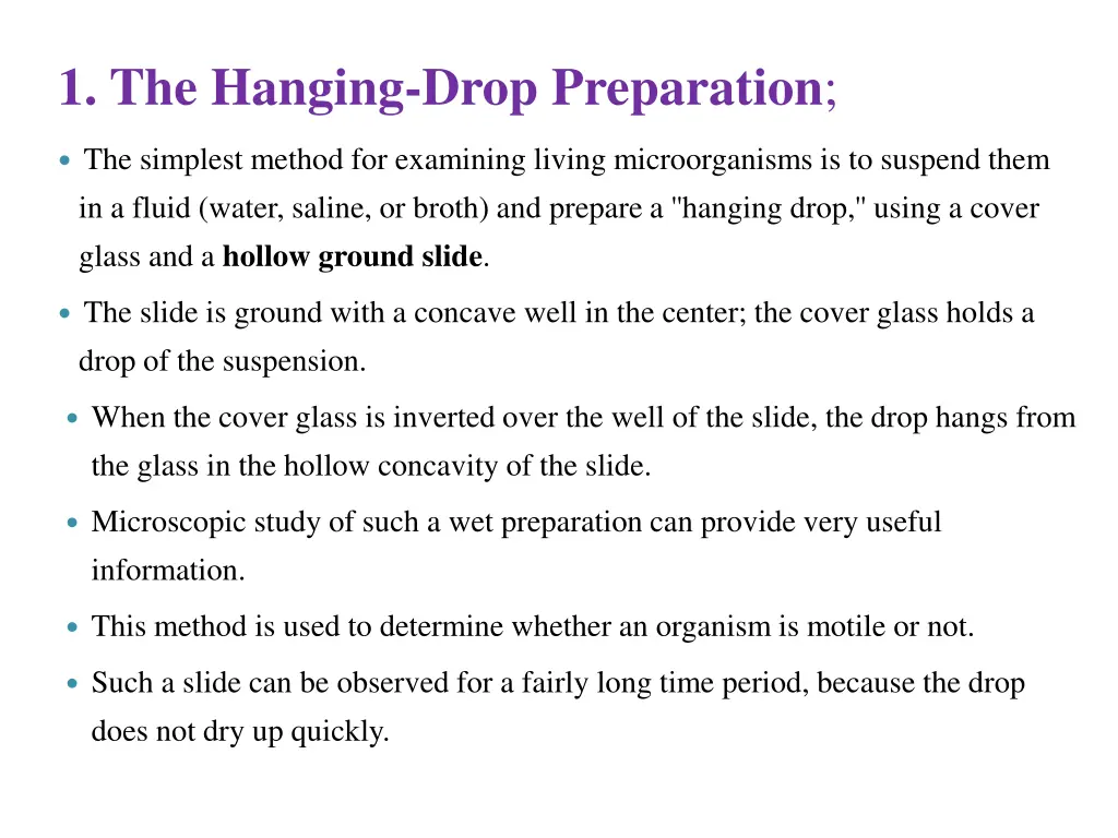 1 the hanging drop preparation