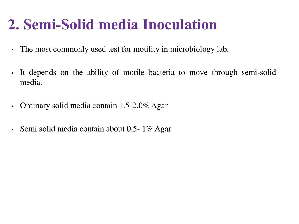 the most commonly used test for motility