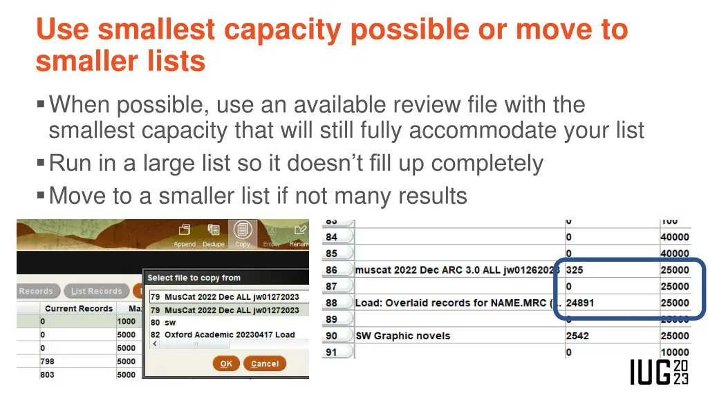 use smallest capacity possible or move to smaller