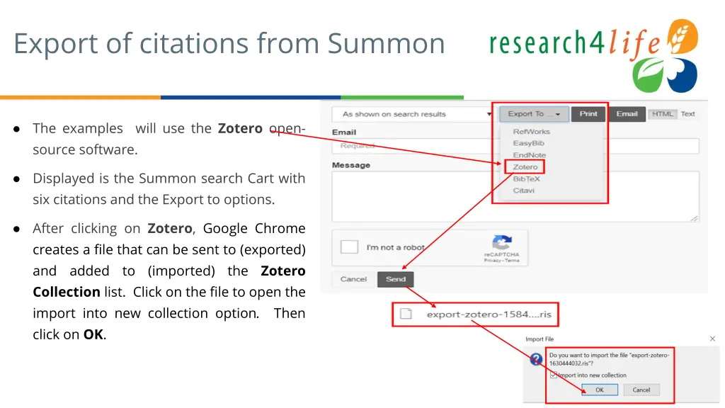 export of citations from summon