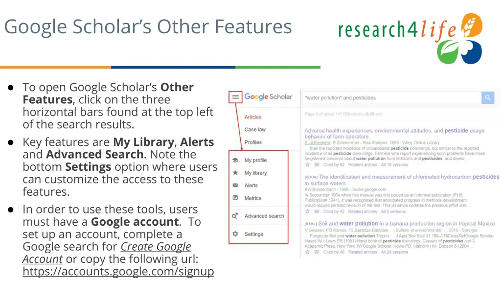 google scholar s other features