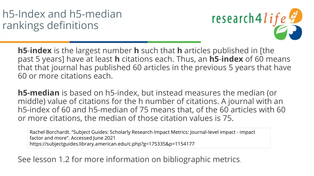 h5 index and h5 median rankings definitions